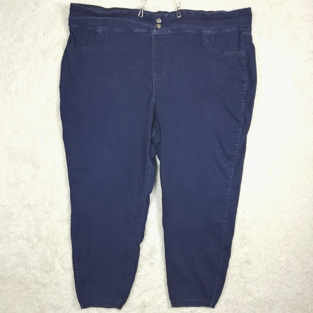 Terra & Sky Womens Jeans Jegging Tummy Control Blue Denim Dark Wash Plus 4X